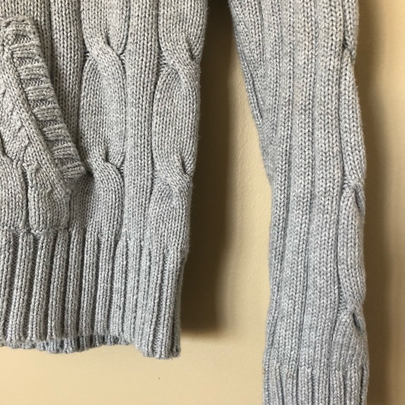 Heather Gray Cable Knit Sweater Hoodie - Picture 3 of 6